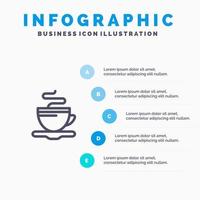 Tee Tasse Kaffee Hotel blau Infografiken Vorlage 5 Schritte Vektorlinie Symbol Vorlage vektor