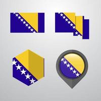 bosnien und herzegowina flag design set vector