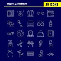 Schönheits- und Kosmetikliniensymbole, die für Infografiken, mobiles Uxui-Kit und Druckdesign festgelegt wurden, umfassen Schönheitsknospen, Baumwolle, Make-up, Frau, Kosmetik, Schönheit, Liebe, Symbolsatz, Vektor