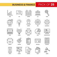 Geschäft und Finanzen schwarze Linie Symbol 25 Business Gliederung Symbolsatz vektor