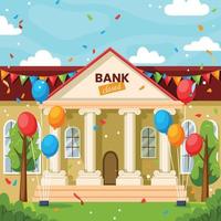 Bank Semester firande med flagga och ballong vektor