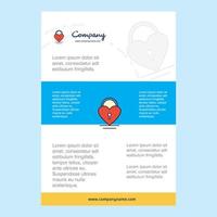mall layout för hjärta låsa comany profil årlig Rapportera presentationer folder broschyr vektor bakgrund