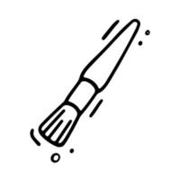 kosmetisches Symbol. Schminkpinsel im Doodle-Stil. frauenmaterial, öko-mädchenzubehörkonzept. gezeichnete flache illustration des vektors hand lokalisiert auf weiß. vektor