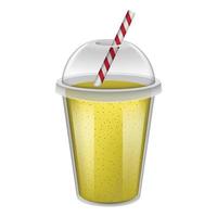 plastikbecher gelbes smoothie-modell, realistischer stil vektor