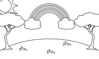 Regenbogen süße Malvorlagen Malbuch. Cartoon-Illustration. vektor