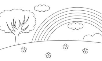 Regenbogen süße Malvorlagen Malbuch. Cartoon-Illustration. vektor