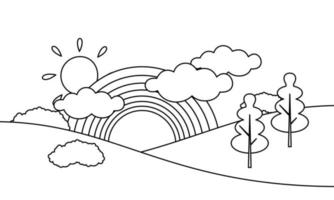 Regenbogen süße Malvorlagen Malbuch. Cartoon-Illustration. vektor