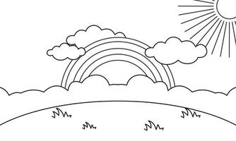 Regenbogen süße Malvorlagen Malbuch. Cartoon-Illustration. vektor