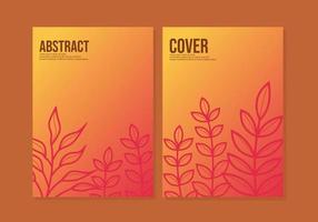 layout für notebook-cover, poster, banner, plakat, broschüre, jahresbericht, karte, flyer.silhouette leaf line art design.orange gradient background.a4 größe. vektor