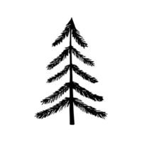 Weihnachtsbaum handgezeichnet im Doodle-Stil. silhouette, einfach, minimalismus, monochrom, skandinavisch. aufkleber, symbol neujahrsdekor vektor