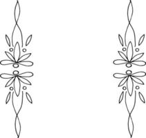 blume florale verzierung rahmen grenze vertikale skizze handgezeichnetes gekritzel. Platz für Text, Vorlagenkarte, Einladung, Monochrom, Minimalismus. vektor
