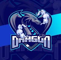 drachenmaskottchen-esport-logo-designcharakter für sport- und spiellogo mit klaue und rauchwolke vektor