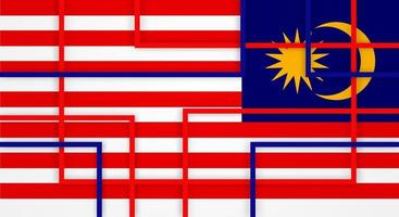 abstrakte geometrische quadratische streifenlinien papierschnitthintergrund mit flagge von malaysia vektor