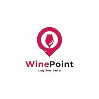 Weinpunkt-Logo. Kombination aus Weinglas und Pin-Location-Logo. geeignet für Weinladen-Symbol vektor