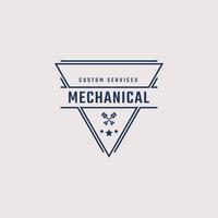 Vintage Retro Abzeichen Emblem Auto Auto Service Logo mit Kolben Silhouette Design linearen Stil vektor