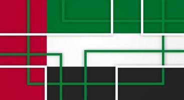 abstrakte geometrische quadratische streifenlinien papierschnitthintergrund mit flagge der vereinigten arabischen emirate vektor