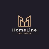 Haus-Logo. geometrischer linearer stil des goldenen haussymbols. verwendbar für Immobilien-, Bau-, Architektur- und Gebäudelogos vektor