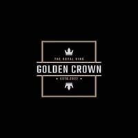 goldene königskrone royal vintage retro klassisches luxuslabel logo design linearer stil vektor