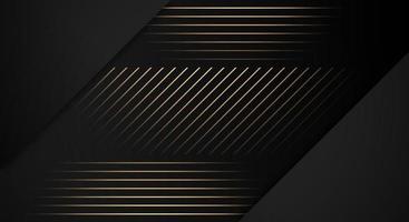 Luxusstreifen goldene Linien überlappen sich diagonal auf schwarzem Hintergrund mit Kopierraum für Text vektor