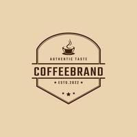 årgång retro bricka emblem logotyp kaffe affär med kaffe böna silhuett logotyp design linjär stil vektor