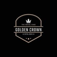 gyllene kung krona kunglig årgång retro klassisk lyx märka logotyp design linjär stil vektor