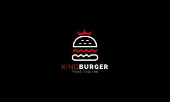 Burger-Kronen-Logo-Design. vektorillustration des käseburgers mit kronenmonolinedesign vektor