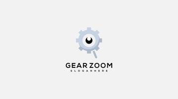 Zahnrad-Zoom-Vektor-Symbol-Logo-Design-Vorlage vektor