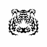tiger huvud på brand symbol logotyp på vit bakgrund. vild djur- stam- tatuering design. dekal stencil platt vektor illustration