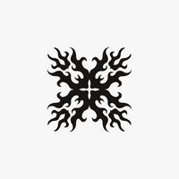 schwarzes Mandala-Symbol-Logo auf weißem Hintergrund. Schablonen-Aufkleber Tattoo-Design. flache vektorillustration. vektor