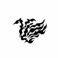 flammande svan på brand symbol logotyp på vit bakgrund. stam- stencil tatuering design begrepp. platt vektor illustration.