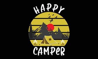 glückliche Camping-T-Shirt-Designillustration. vektor