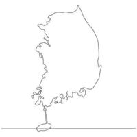 Kontinuierliche Linienzeichnung der Karte Südkorea Vektorlinie Kunstillustration vektor