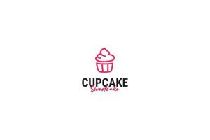 flache Cupcake-Logo-Design-Vektor-Illustration-Idee vektor