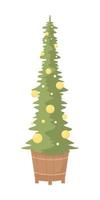 Außergewöhnlicher Weihnachtsbaum halbflaches Farbvektorobjekt. bearbeitbares Element. Artikel in voller Größe auf weiß. festliche dekoration einfache karikaturartillustration für webgrafikdesign und -animation vektor