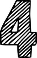 Skizzenvektor mit vier Buchstaben. handgezeichnete Vektornummer vektor