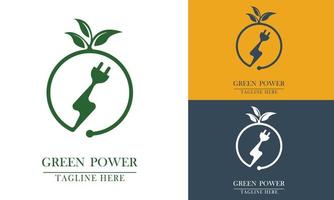Logo-Symbol für Pflanzen und elektrische Energieelemente vektor