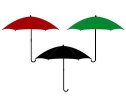 drei in verschiedenen Farben der Regenschirm vor Regen und schlechtem Wetter vektor