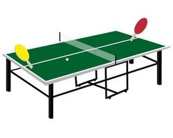 zwei Tischtennisschläger in den Farben Gelb und Rot und eine Tennisperle vektor