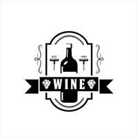 vektor svart och vit vin etiketter. årgång märken och logotyper