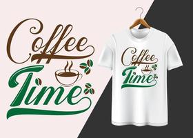 kaffe tid typografi t-shirt design vektor