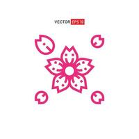Kirschblüten-Symbol oder Sakura-Blume-Symbol einfaches flaches Design isoliert auf weißem Hintergrund vektor