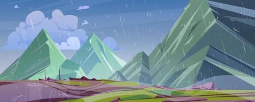 berg landskap med regn och vind vektor