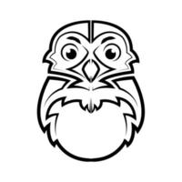 Schwarz-Weiß-Strichzeichnungen des Eulenkopfes. gute verwendung für symbol, maskottchen, symbol, avatar, tätowierung, t-shirt design, logo oder jedes design. vektor