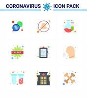 covid19 ikon uppsättning för infographic 9 platt Färg packa sådan som sjukhus Diagram virus kemisk sjukdom varning viral coronavirus 2019 nov sjukdom vektor design element