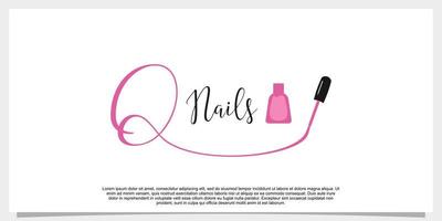 Buchstabe q mit Symbol-Nagellack-Logo-Design-Vorlage vektor