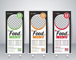 kreative fast-food-roll-up-banner-design-vorlage vektor