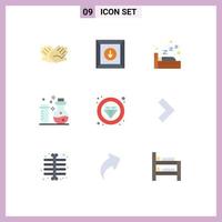 Stock Vector Icon Pack mit 9 Zeilenzeichen und Symbolen für Qualitätslabel Nachtwissenschaftsflaschen editierbare Vektordesign-Elemente