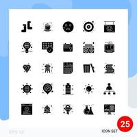 Packung mit 25 modernen soliden Glyphen Zeichen und Symbolen für Web-Printmedien wie z vektor