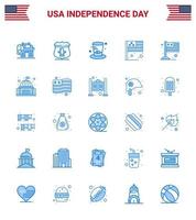 Usa Happy Independence DayPiktogrammsatz von 25 einfachen Blues internationaler Länderhut Usa-Land editierbare Usa-Tag-Vektordesign-Elemente vektor