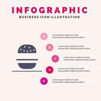 Burger essen amerikanische USA solide Symbol Infografiken 5 Schritte Präsentationshintergrund vektor